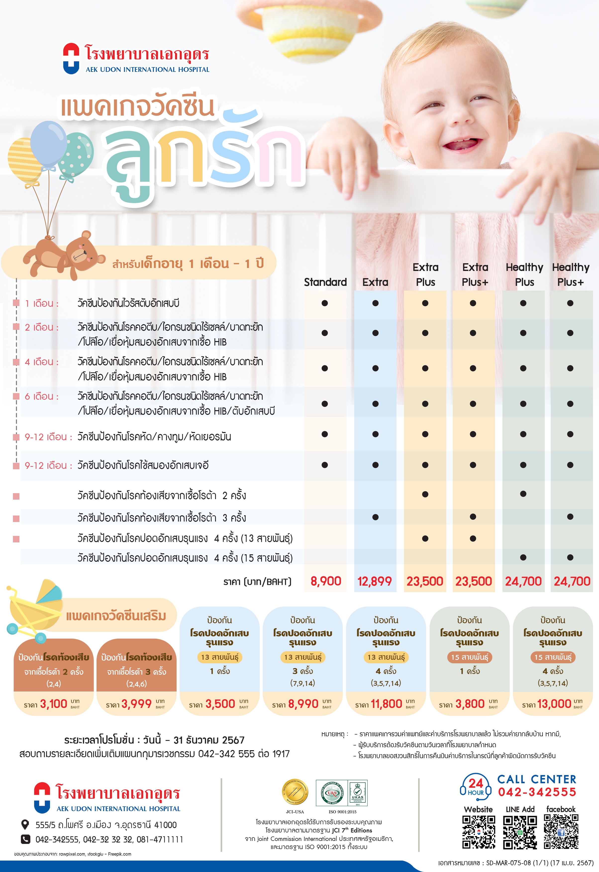 แพคเกจวัคซีนเด็ก 1 เดือน - 1 ปี