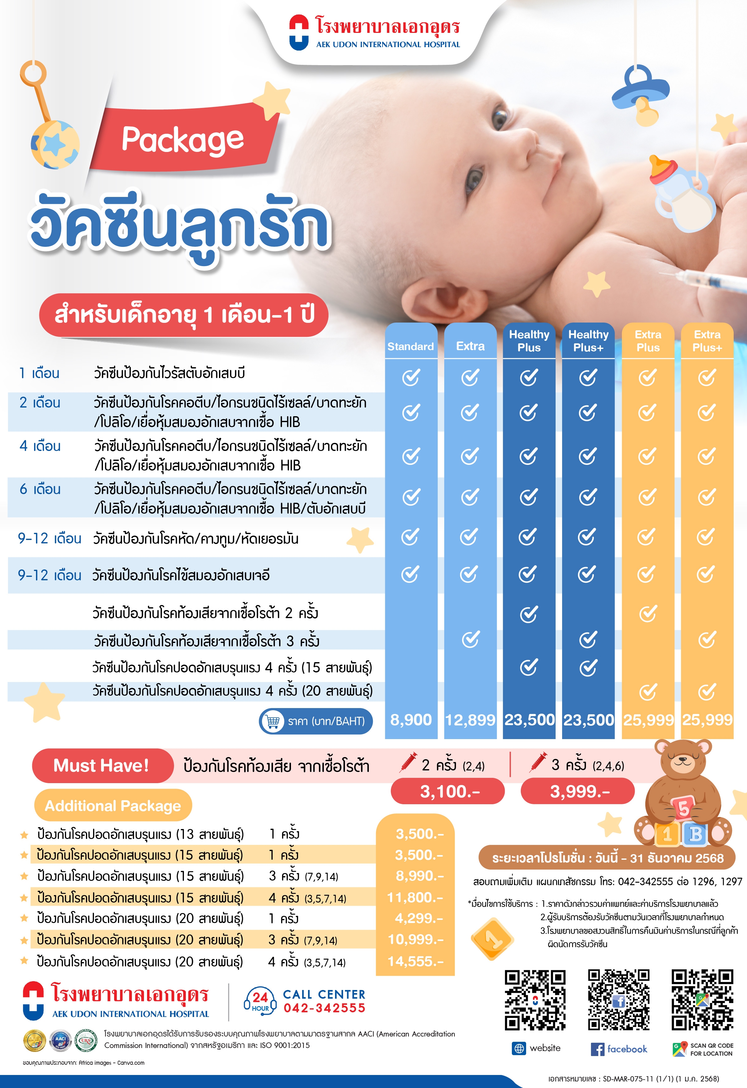 แพ็คเกจวัคซีนลูกรัก สำหรับ 1 เดือน - 1 ปี