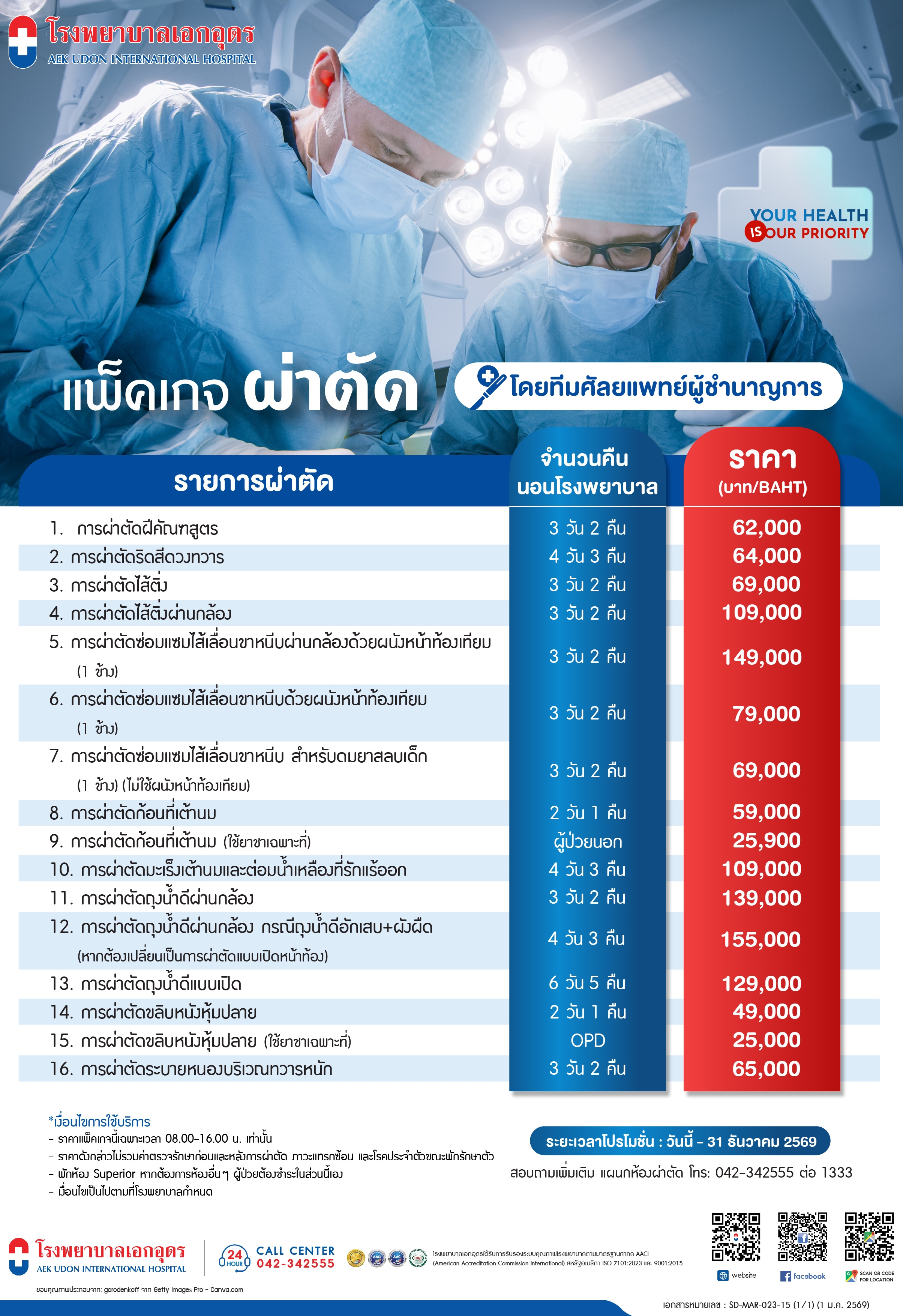 แพ็คเกจผ่าตัด